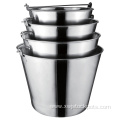 Round Stainless Steel Ice Bucket with Handle